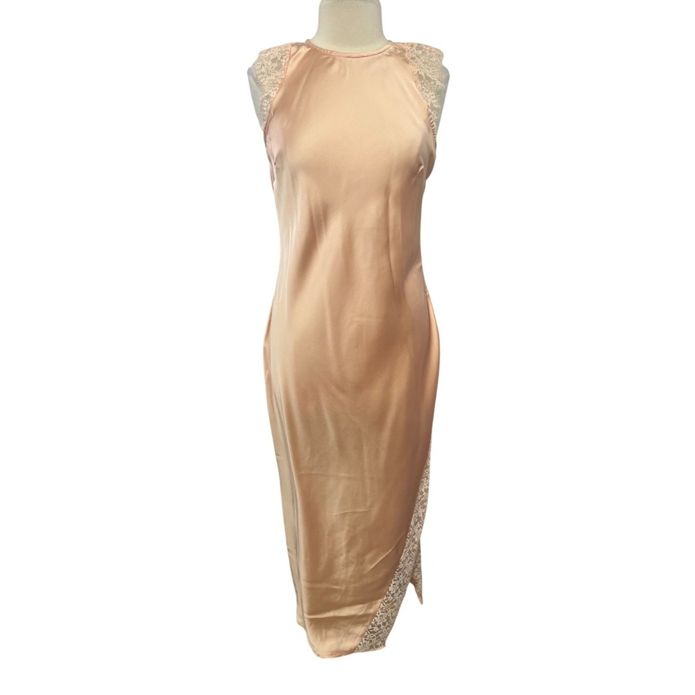 Future Collective Satin Dress Womens Medium Peach New WOT Sleeveless